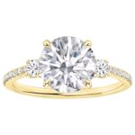 Houston Diamond District 1 to 6 Carat Round LAB GROWN Diamond Engagement Ring (AAAA Heirloom Quality) 14K Yellow Gold 4.5 Carat Size: 5