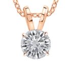 Houston Diamond District 0.5-10 Carat Lab Grown Diamond Solitaire Pendant Necklace, Round Cut Solitaire, 4-Prong Setting, Jewelry for Women (E-F, VS) 14K Rose Gold 0.5 Carats 16" Gold Chain
