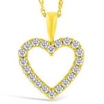 Houston Diamond District 0.5 to 5 Carat Classic Heart Diamond Pendant Necklace for Women Premium Collection 14K Yellow Gold 20" Gold Chain 5 Carat Lab Grown Diamond
