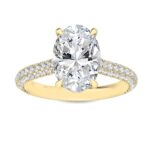 Houston Diamond District 1 to 5 Carat Oval, Round Cut LAB GROWN Diamond Vintage Engagement Ring (Color D-E Clarity VS1-VS2) 14K Yellow Gold 1.5 Carat Size-5.5
