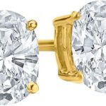 Houston Diamond District 0.5 to 6 Carat IGI Certified LAB-GROWN Diamond Earrings 4 Prong Screw Back Luxury Collection (D-E COLOR, VS1-VS2 CLARITY) 18K Yellow Gold 6.0 Carat Oval Shape