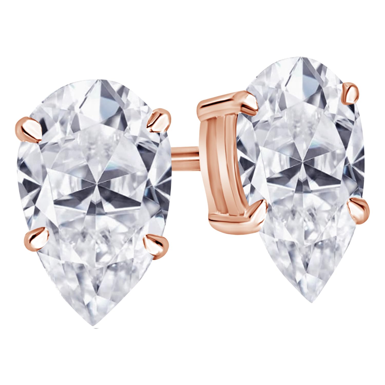 61-OrDX3Q-L Houston Diamond District 0.5 to 12 Carat IGI Certified LAB GROWN Diamond Stud Earrings for women 4 Prong Push Back (E/F Color VS2/SI1 CLARITY) 14K Rose Gold 0.5 Carat Pear Diamond Earrings - Image 1