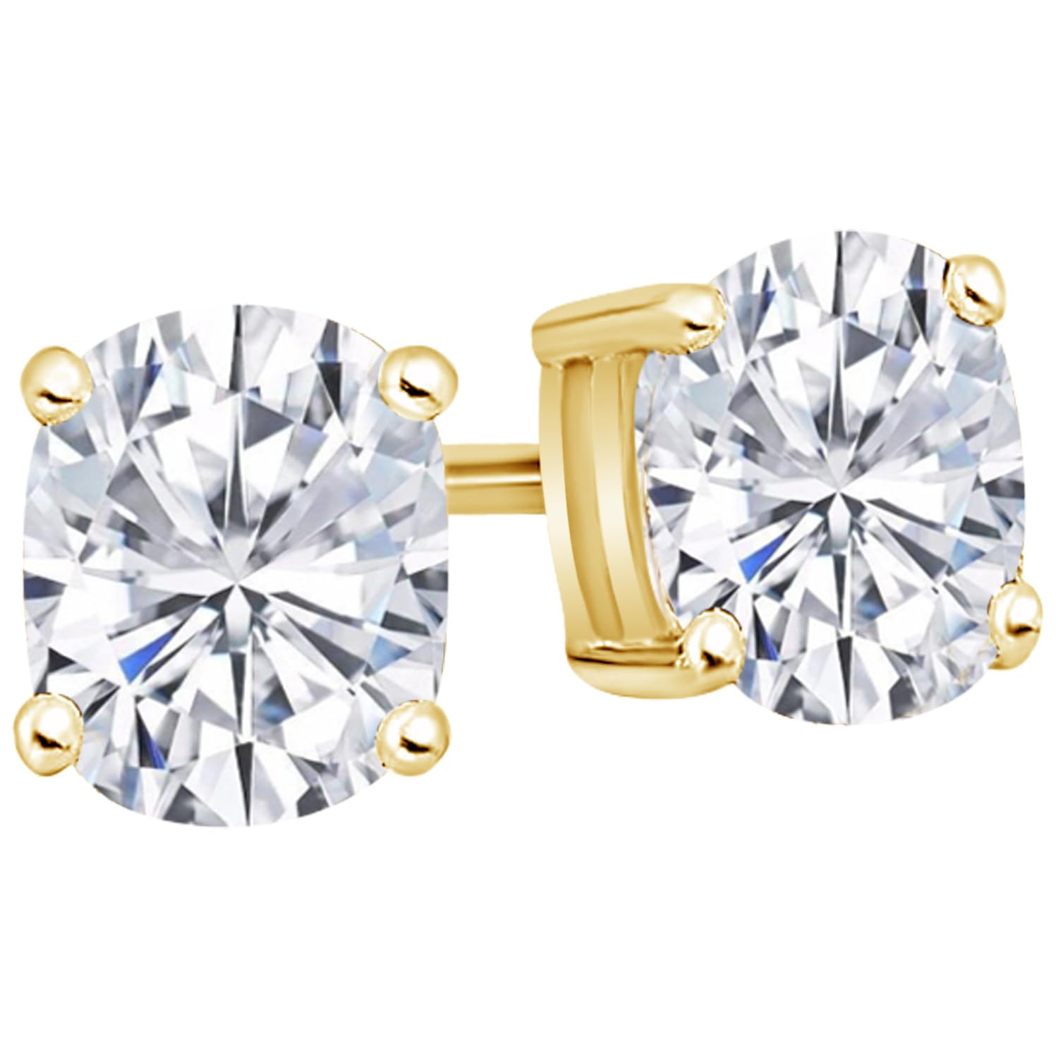 61-X2PLSL-L Houston Diamond District 0.5 to 12 Carat IGI Certified LAB GROWN Diamond Stud Earrings for women 4 Prong Push Back (E/F Color VS2/SI1 CLARITY) 14K Yellow Gold 2.5 Carat Cushion Diamond Earrings - Image 1