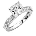 Houston Diamond District 3 to 7 Carat LAB GROWN IGI CERTIFIED DIAMOND Classic Side Stone Prong Set Princess Cut Diamond Engagement Ring (E-F Color VS1-VS2 Clarity) Platinum 5 Carat Size-8
