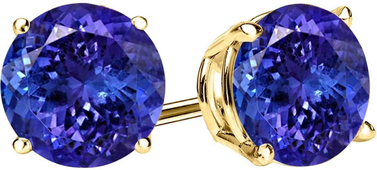 613JKQV3c7L 14K Yellow Gold 0.5 Carat Natural Tanzanite Stud Earrings 4 Prong Push Back for Women - Image 1