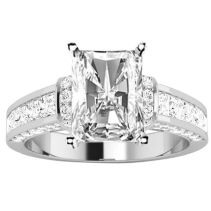 Houston Diamond District LAB GROWN Diamond Contemporary Channel Set Princess And Pave Round Cut Radiant Cut Diamond Engagement Ring (E-F Color VS1-VS2 Clarity) 14K White Gold 5 Carat Size-5