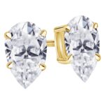 Houston Diamond District 0.5 to 12 Carat IGI Certified LAB GROWN Diamond Stud Earrings for women 4 Prong Push Back (E/F Color VS2/SI1 CLARITY) 18K Yellow Gold 6 Carat Pear Diamond Earrings