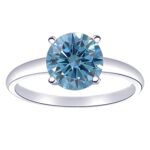 Houston Diamond District 0.5 to 10 Carat Solitaire Round Shape Diamond Engagement Ring (AAA Quality) Blue Labgrown Diamond 2 Carat Size: 5
