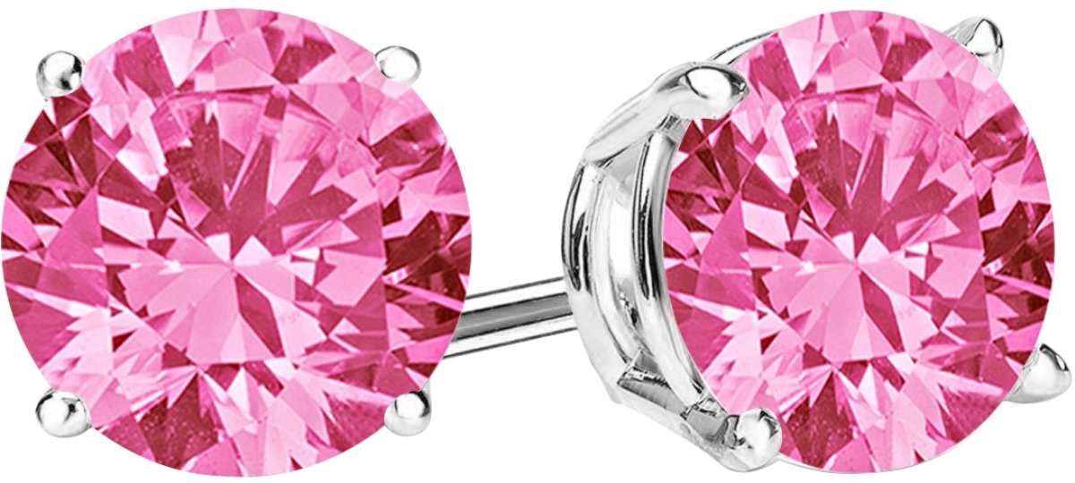 618y-wYdZVL Platinum 1.5 Carat Natural Pink Sapphire Stud Earrings 4 Prong Push Back for Women - Image 1