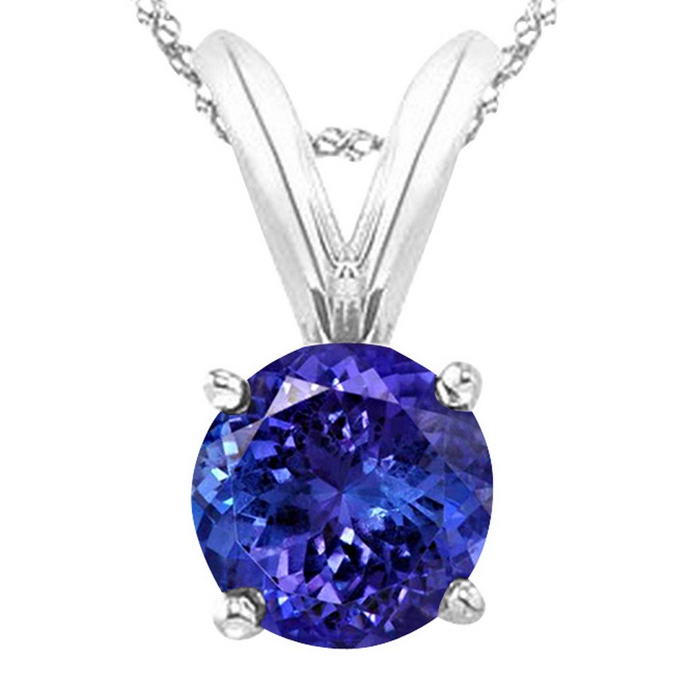 619iEjVXP6L Houston Diamond District 0.5 to 5 Carat Round Natural Real Tanzanite/Sapphire/Ruby/Emerald/Black/Brown/Blue Diamond Pendant Necklace AAA Quality 14K White Gold 0.9 Carat Tanzanite Diamond - Image 1