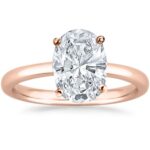 Houston Diamond District 0.5 to 10 Carat Lab Grown Solitaire Oval Cut IGI CERTIFIED Diamond Engagement Ring Wedding Ring for Women (E-F Color VS1-VS2 Clarity) 14K Rose Gold 1.5 Carat Size-6