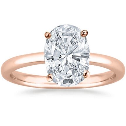Houston Diamond District 1 to 5 Carat Lab Grown Solitaire Oval Cut IGI CERTIFIED Diamond Engagement Ring (E-F Color VS2-SI1 Clarity) 14K Rose Gold 5 Carat Size-9