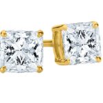 Houston Diamond District 0.5 to 10 Carat IGI Certified LAB GROWN Princess Cut Diamond Stud Earrings for Women 4 Prong Screw Back (E-F Color, VS2-SI1 Clarity) 18K Yellow Gold 10 Carat