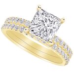 Houston Diamond District 1 to 6 Carat Princess LAB GROWN Diamond and LAB GROWN Diamond Wedding Bridal Set (AAAA Heirloom Quality) 14K Yellow Gold 5.5 Carat Size-7