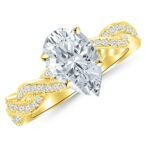 Houston Diamond District 1 to 6.5 Carat LAB GROWN Eternity Love Twisting Split Shank Pear Cut Diamond Engagement Ring With Milgrain (E-F Color VS1-VS2 Clarity) 14K Yellow Gold 3.5 Carat Size-9