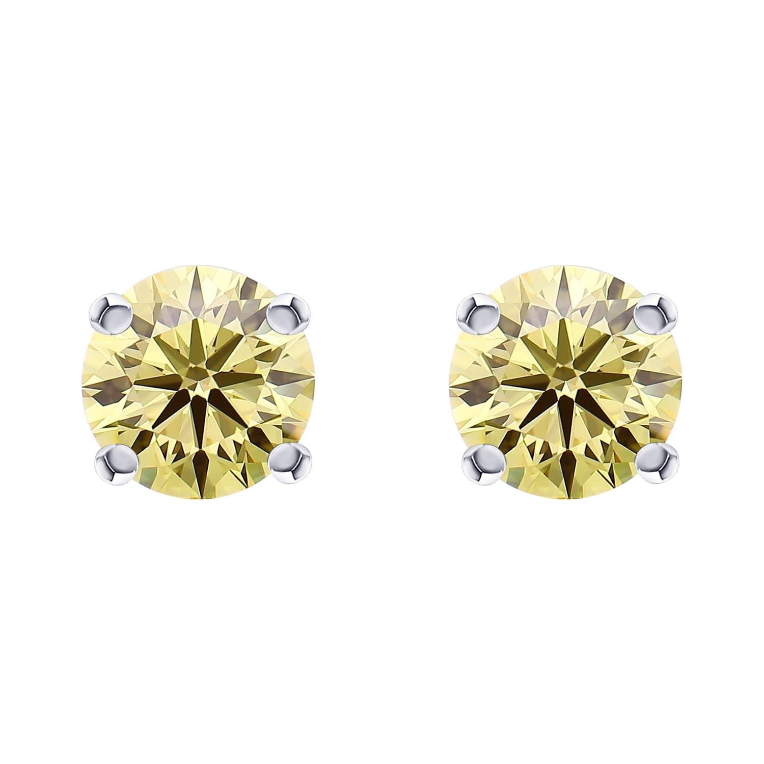 61G9q6kcKCL Houston Diamond District Classic 4 Prong Diamond Stud Earrings for Women 14K White Gold 1.51 Carat LAB GROWN Blue Diamond - Image 1