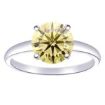 Houston Diamond District 0.5 to 10 Carat Solitaire Round Shape Diamond Engagement Ring (AAA Quality) Yellow Labgrown Diamond 1.5 Carat Size: 7