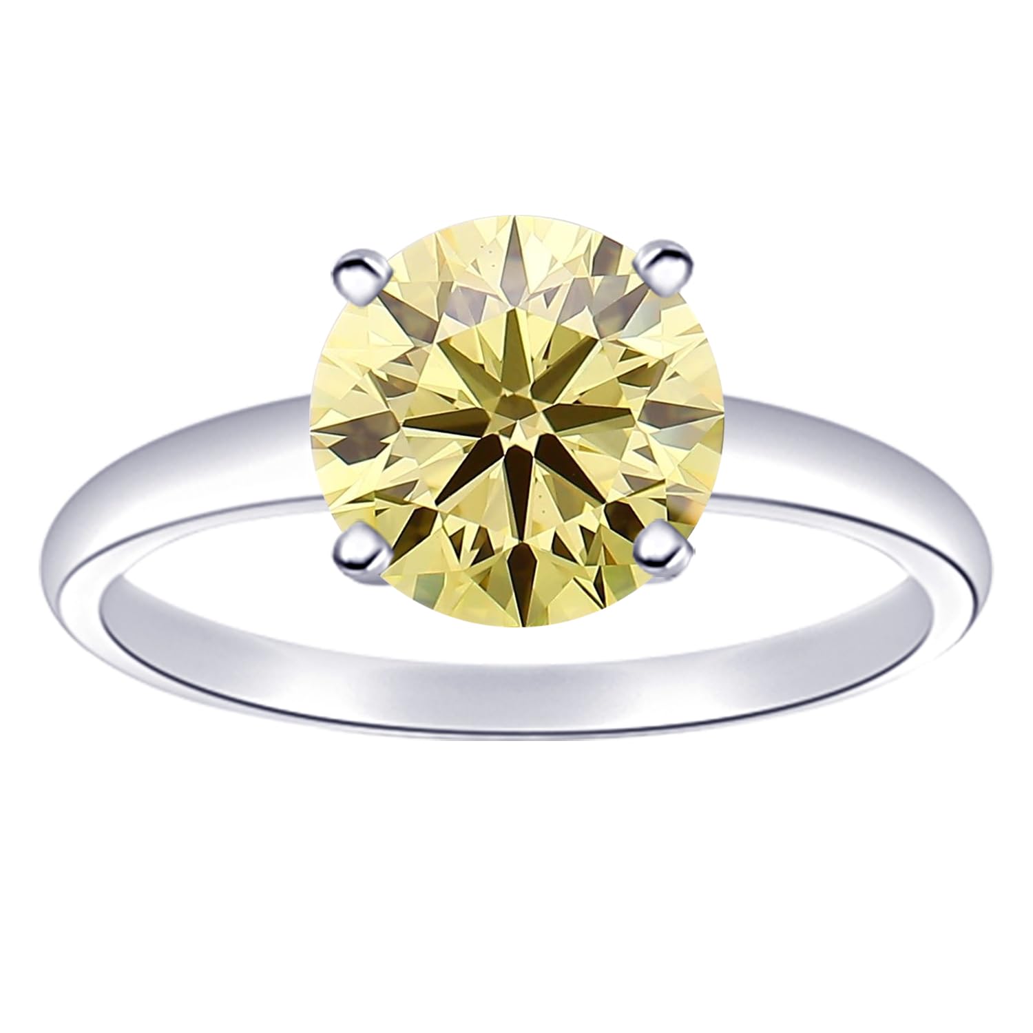 61Imy7f2zwL Houston Diamond District 0.5 to 10 Carat Solitaire Round Shape Diamond Engagement Ring (AAA Quality) Yellow Labgrown Diamond 1.5 Carat Size: 7 - Image 1