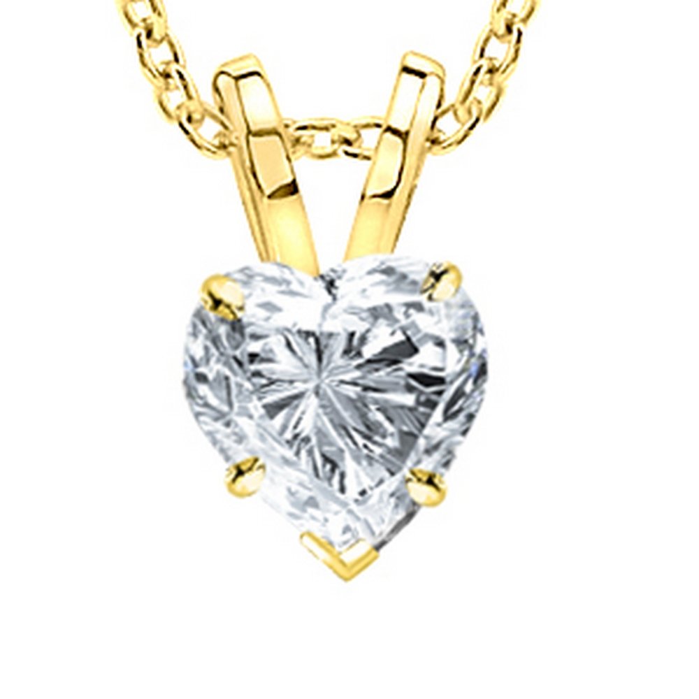 61J0WrXchKL Houston Diamond District 0.38 to 5 Carat IGI Certified LAB GROWN Diamond Solitaire Pendant Necklace Jewelry for Women with 18" Gold Chain 14K Yellow Gold 0.38 Carat Heart Shape - Image 1