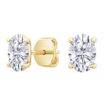 Houston Diamond District 0.5 to 12 Carat IGI Certified LAB GROWN Diamond Stud Earrings for women 4 Prong Push Back (E/F Color VS2/SI1 CLARITY) 14K Yellow Gold 2.5 Carat Oval Diamond Earrings