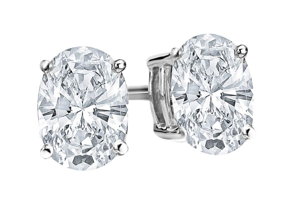 61MAmqb3hvL Houston Diamond District 0.5 to 10 Carat IGI Certified LAB-GROWN Diamond Oval Cut Stud Earrings for Women 4 Prong Screw Back (D-E Color, VS1-VS2 Clarity) 18K White Gold 10 Carat Oval Shape - Image 1