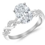Houston Diamond District 2.13 Carat LAB GROWN DIAMOND Twisting Infinity Gold & Diamond Split Shank Pave Set Engagement Ring (E-F Color VS1-VS2 Clarity 2 Ct Center) Platinum Size: 9 Oval Shape