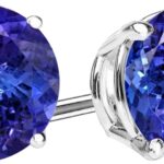 Platinum 0.75 Carat Natural Tanzanite Stud Earrings 4 Prong Push Back for Women