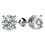 Houston Diamond District 0.5-16 Carat IGI Certified LAB GROWN Round Cut Diamond Stud Earrings for Women 4 Prong Screw Back for her MADE IN USA (E-F Color, VS1-VS2 Clarity) 14K White Gold 1.51 Carat