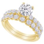 Houston Diamond District 1 to 8 Carat (ctw) Round Cut LAB GROWN Diamond Sparkle Round Diamond Wedding Bridal Set (Color D-E Clarity VS1-VS2) 14K Yellow Gold 8 Carat Size-7