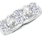 Houston Diamond District 1 to 6 Carat Oval Cut 5 Five Stone LAB GROWN Diamond Wedding Anniversary Stackable Ring Wedding Band (E/F Color, VS Quality) Platinum 4.5 Carat Size-7