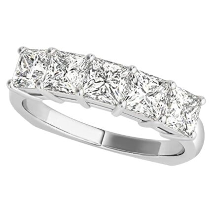 Houston Diamond District 1 to 5 Carat LAB GROWN Princess Cut 5 Stone Engagement Ring Wedding Band Value Collection (E-F Color VS2-SI1 Clarity) Platinum 1 Carat Size-9