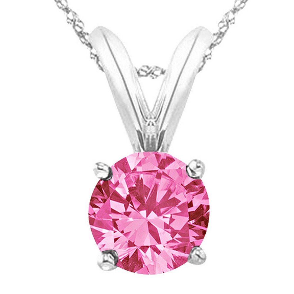 61lfnZsHrUL Houston Diamond District 0.5 to 5 Carat Round Natural Real Tanzanite/Sapphire/Ruby/Emerald/Black/Brown/Blue Diamond Pendant Necklace AAA Quality Platinum 1 Carat Pink Sapphire Diamond - Image 1