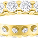 Houston Diamond District 2 to 6 Carat Round Cut LAB GROWN Diamond Ladies Eternity Wedding Anniversary Stackable Ring Band (E-F Color VS2-SI1 Clarity) 18K Yellow Gold 6 Carat Size-4