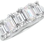 Houston Diamond District 1 to 6 Carat LAB GROWN Emerald Cut 5 Stone Ring Diamond Wedding Band Value Collection (E-F Color VS1-VS2 Clarity) Platinum 6 Carat Size-9.5
