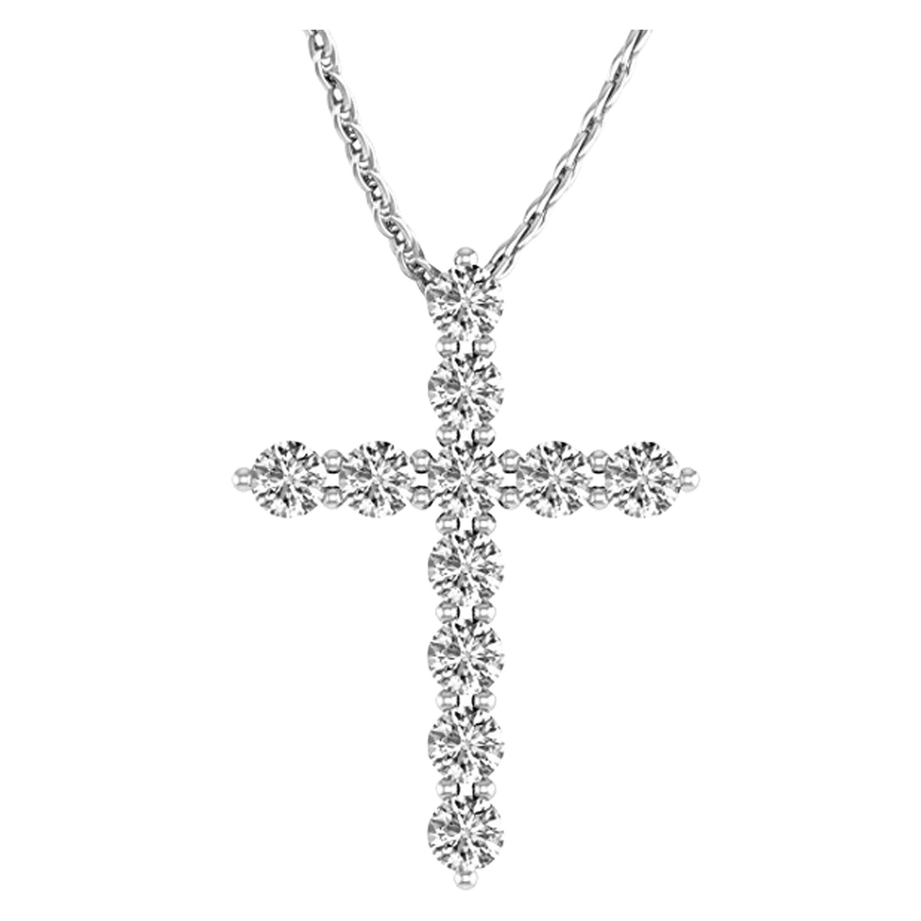 61sDj5KaolL Houston Diamond District 0.5 to 10 Carat IGI Certified LAB GROWN Diamond Cross Pendant Necklace for Women 4 Prong (E-F Color VS1-VS2 Clarity) 14K Rose Gold 20" Gold Chain 10 Carat - Image 1