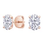 Houston Diamond District 0.5 to 12 Carat IGI Certified LAB GROWN Diamond Stud Earrings for women 4 Prong Push Back (E/F Color VS2/SI1 CLARITY) 14K Rose Gold 2.5 Carat Oval Diamond Earrings