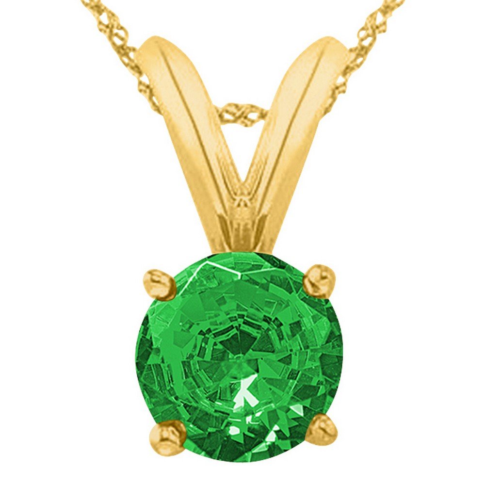 61whYUGNkyL Houston Diamond District 0.5 to 5 Carat Round Natural Real Tanzanite/Sapphire/Ruby/Emerald/Black/Brown/Blue Diamond Pendant Necklace AAA Quality 14K Yellow Gold 1 Carat Emerald Diamond - Image 1