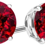 Platinum 1.5 Carat Natural Ruby Stud Earrings 4 Prong Push Back for Women