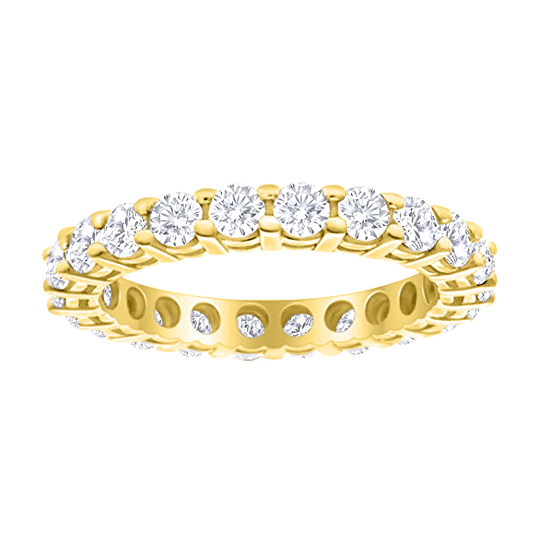 71-MtSxTOZL Houston Diamond District 2 to 6 Carat Round Cut LAB GROWN Diamond Ladies Eternity Wedding Anniversary Stackable Ring Band (E-F Color VS2-SI1 Clarity) 14K Yellow Gold 6 Carat Size-7 - Image 1