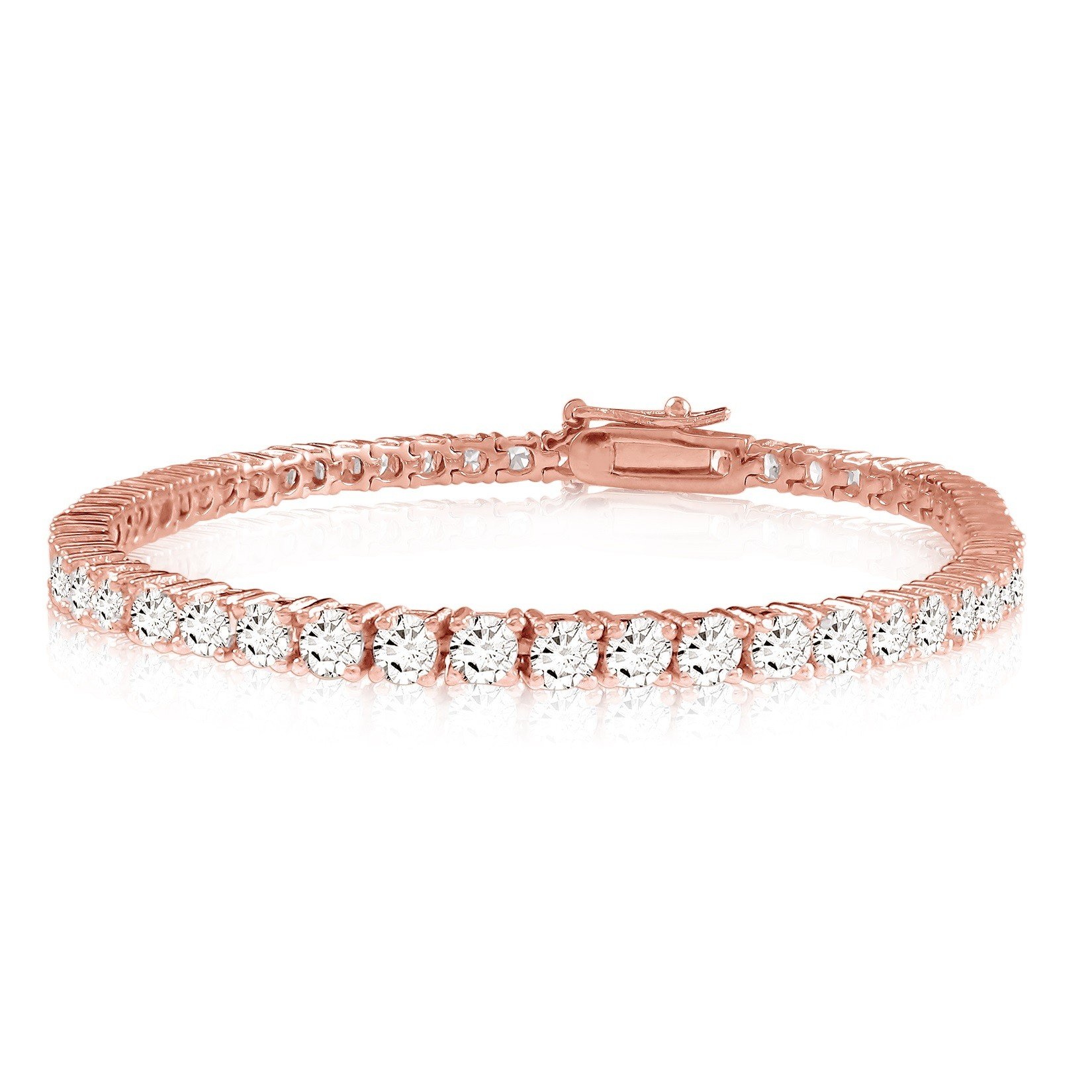 71DW-9OPb8L Houston Diamond District 2 to 28 Carat Lab Grown Diamond Classic Tennis Bracelet 4-Prong Setting for Women (E-F Color, VS2-SI1 Clarity) 14K Rose Gold 15 Carat Round Shape - Image 1