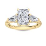Houston Diamond District 1 to 7 Carat Radiant,Shield Cut LAB GROWN Diamond Three Stone Engagement Ring (Color D-E Clarity VS1-VS2) 18k Yellow Gold 4 Carat Size-8