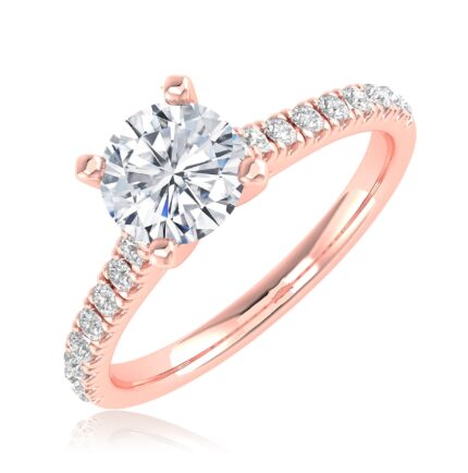 Houston Diamond District 1-6 Carat LAB GROWN Round Cut Diamond Prong Set Solitaire Diamond Engagement Ring Band Wedding Ring for Women (E-F Color VS1-VS2 Clarity) 14K Rose Gold 2.5 Carat Size-7