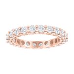 Houston Diamond District 0.75 Carat Round Diamond Ladies Eternity Wedding Anniversary Stackable Ring Band Premium Collection 14K Rose Gold Size: 5