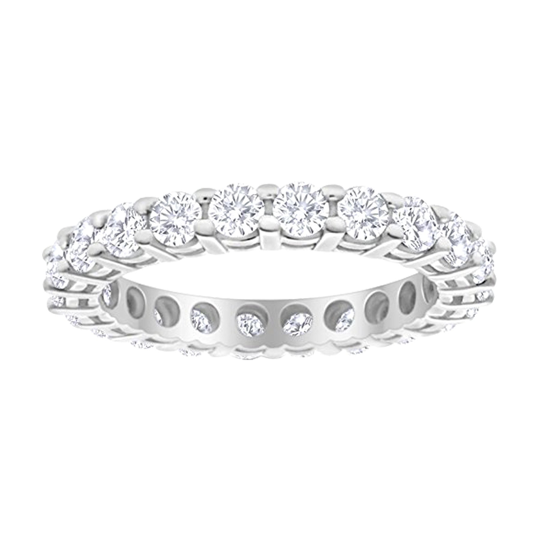 71lbnRDbXsL Houston Diamond District 2 to 6 Carat Round Cut LAB GROWN Diamond Ladies Eternity Wedding Anniversary Stackable Ring Band (E-F Color VS2-SI1 Clarity) 14K White Gold 6 Carat Size-4.5 - Image 1