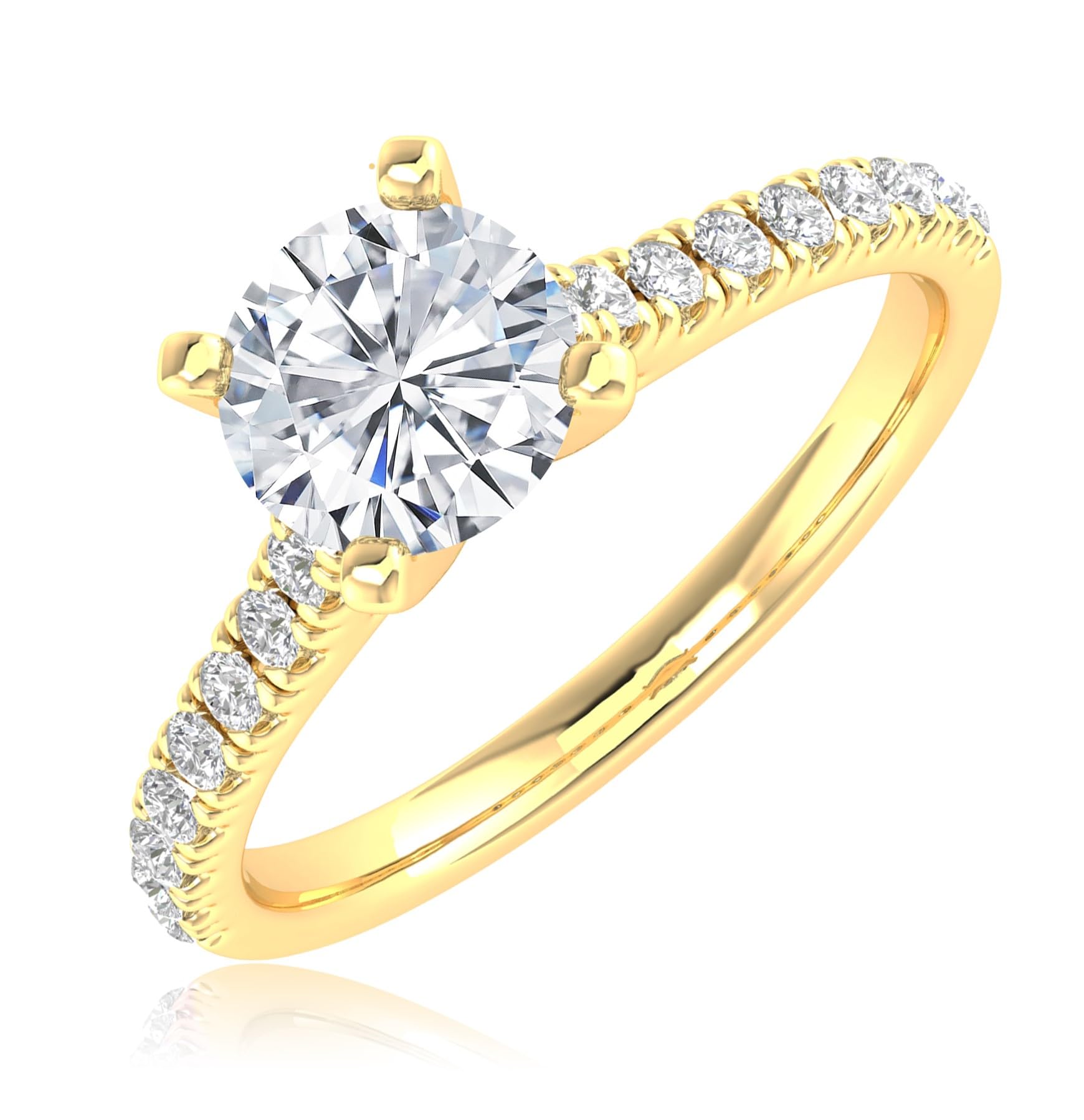 71mh0e-u75L Houston Diamond District 1-6 Carat LAB GROWN Round Cut Diamond Prong Set Solitaire Diamond Engagement Ring Band Wedding Ring for Women (E-F Color VS1-VS2 Clarity) 14K Yellow Gold 0.75 Carat Size-7.5 - Image 1