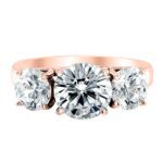 Houston Diamond District 1 to 6 Carat IGI Certified LAB Grown 3 Stone Round Cut Diamond Engagement Ring Wedding Ring for Women (D-E Color, VS1-VS2 Clarity) Rose Gold 1.5 Carat Size: 5.5