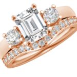 3 Carat Emerald LAB GROWN Gemstone and LAB GROWN Diamond Wedding Bridal Set (2.5ct Center, AAAA Heirloom Quality) RIPS65W3DI 14K Rose Gold
